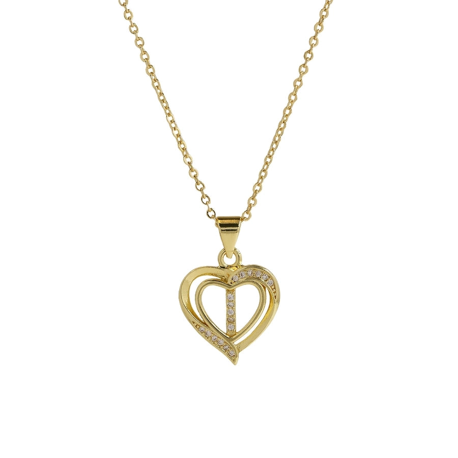 Brass cable chain Plating Letter Heart Shape Pendant Necklace