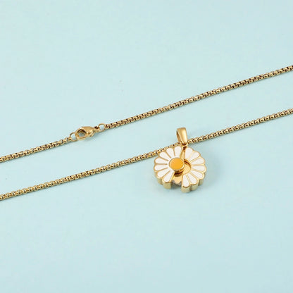 Jewelry Elegant Pastoral Daisy 304 Stainless Steel Plating Pendant Necklace