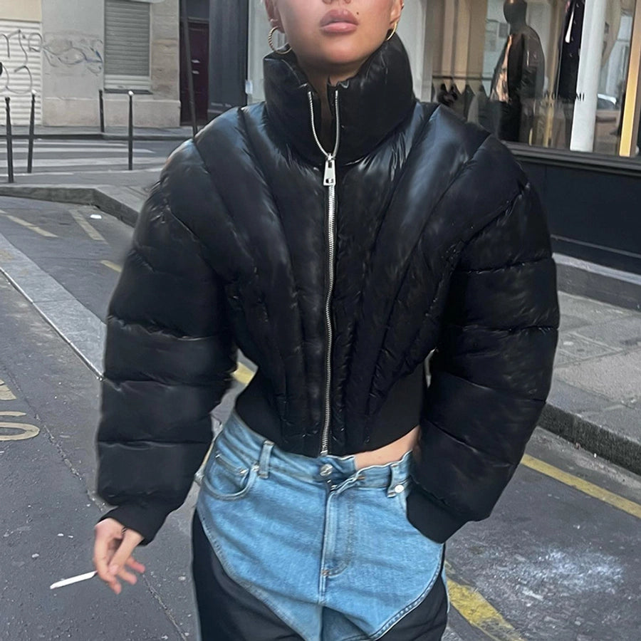 Women's Streetwear Solid Color Zipper Coat