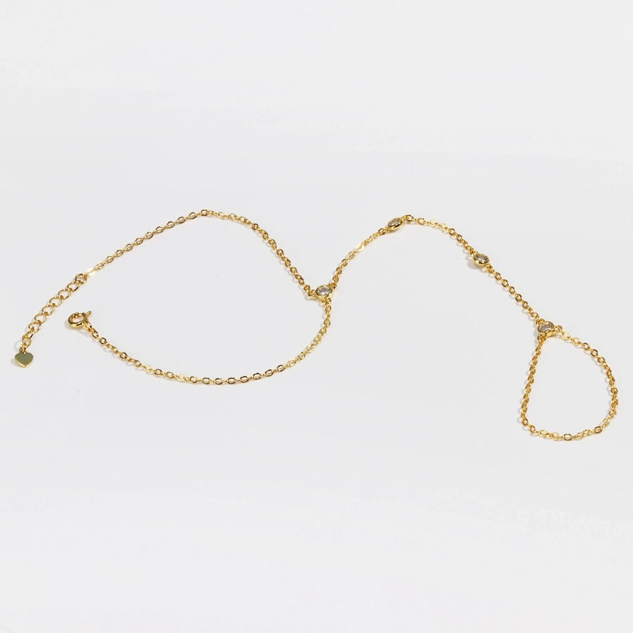 Jewelry Cute Sweet Simple Style Splicing Copper Zircon 18K Gold Plated White Gold Plated Bracelets