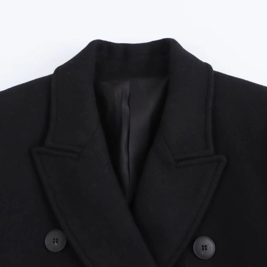 Women's Casual Elegant Solid Color Double Breasted Woolen Coat