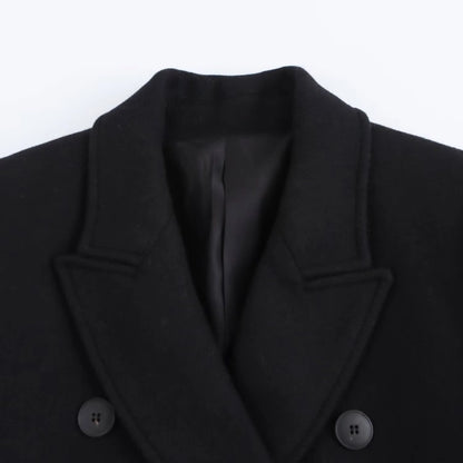 Women's Casual Elegant Solid Color Double Breasted Woolen Coat