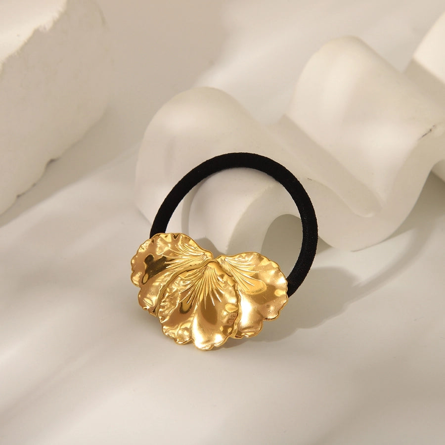 Women's Hip-Hop Ethnic Style Korean Style Ginkgo Leaf 304 Stainless Steel Elastic Band Hair Tie