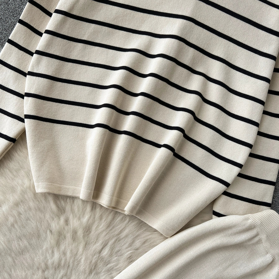 school outdoor daily women's simple style stripe simple spandex polyester knit elastic waist pants sets pants sets