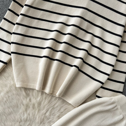 school outdoor daily women's simple style stripe simple spandex polyester knit elastic waist pants sets pants sets
