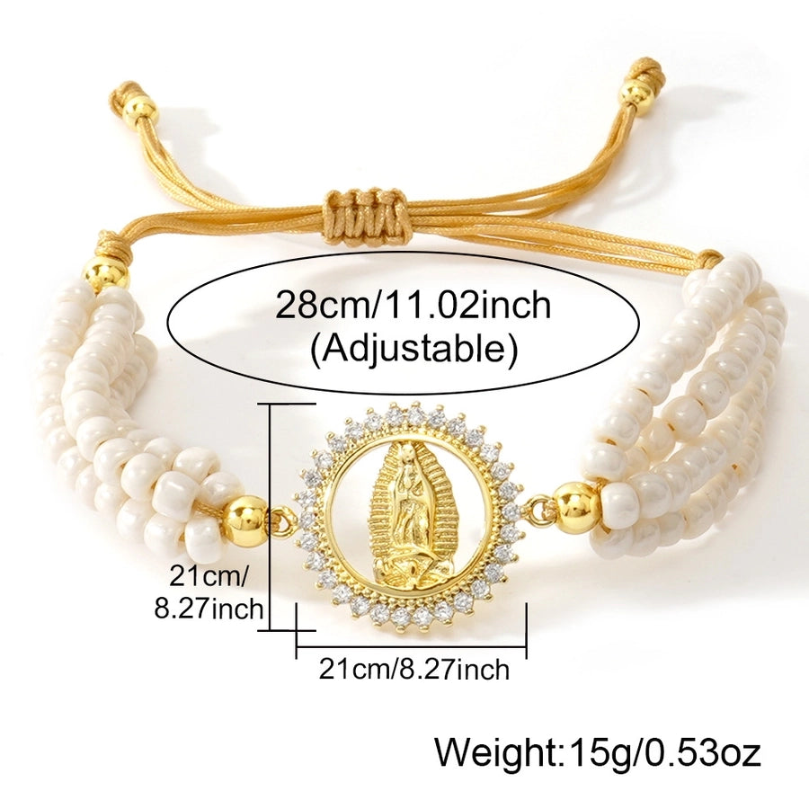 Retro Human Rhinestones Seed Bead rope Woven Chain Beaded Bracelets