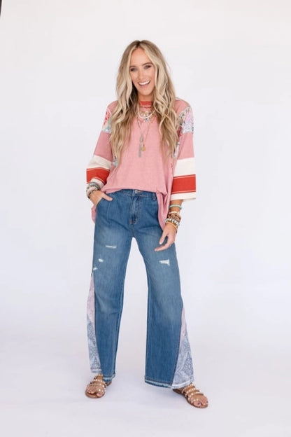 Hoodies & Sweatshirts 3/4 Length Sleeve Casual Streetwear Color Block Stripe
