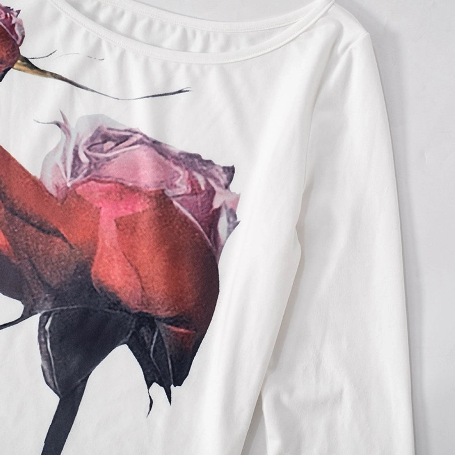 Women's T-shirt Long Sleeve T-Shirts Vacation Simple Style Flower