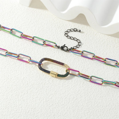 Jewelry Hip-Hop Geometric Copper Zircon Necklace