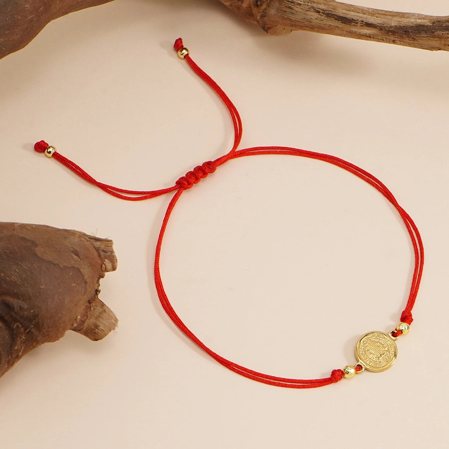 Bohemian Cross Round Heart Shape Zircon Wax line Copper  String Bracelets