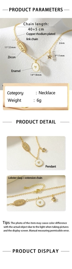 Jewelry IG Style Letter Star Copper Enamel Necklace