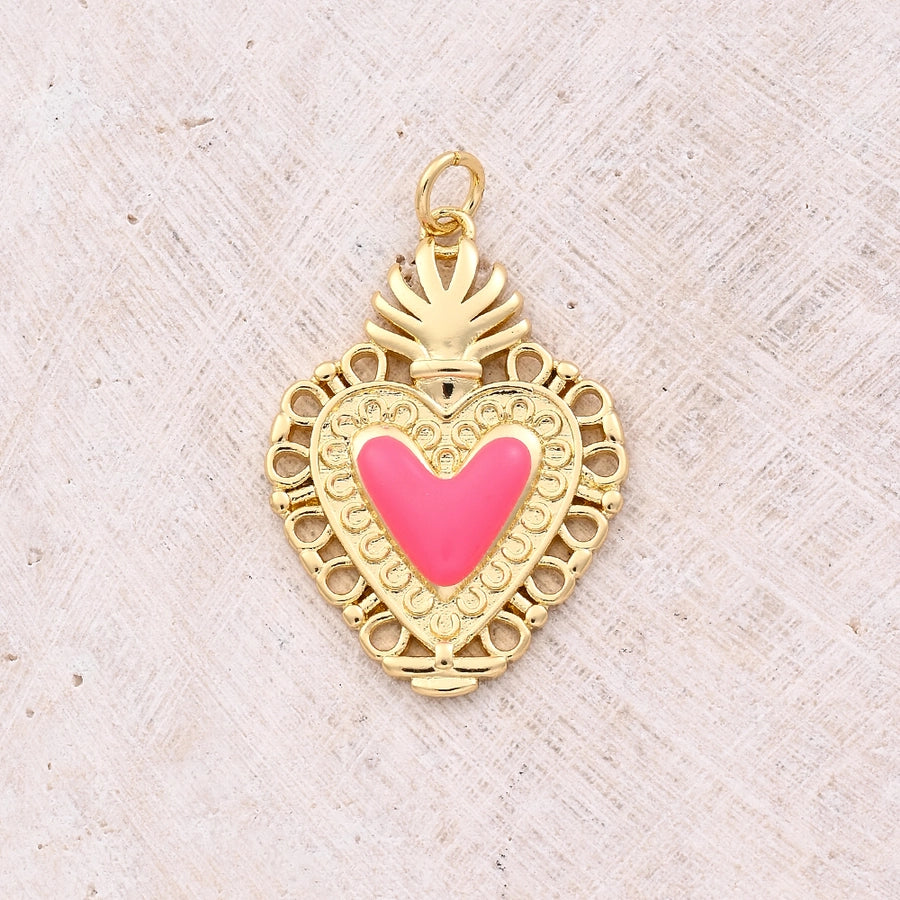 1 Pc/Package 18x12.5mm 18x6mm Hole 3~3.9mm Copper 18K Gold Plated Heart Shape Polished Pendant Jewelry Accessories