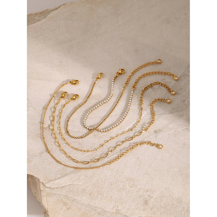 Simple Style Classic Style Geometric 304 Stainless Steel Paperclip Chain box chain Tennis Chain Bracelets In Bulk Stainless Steel Bracelets