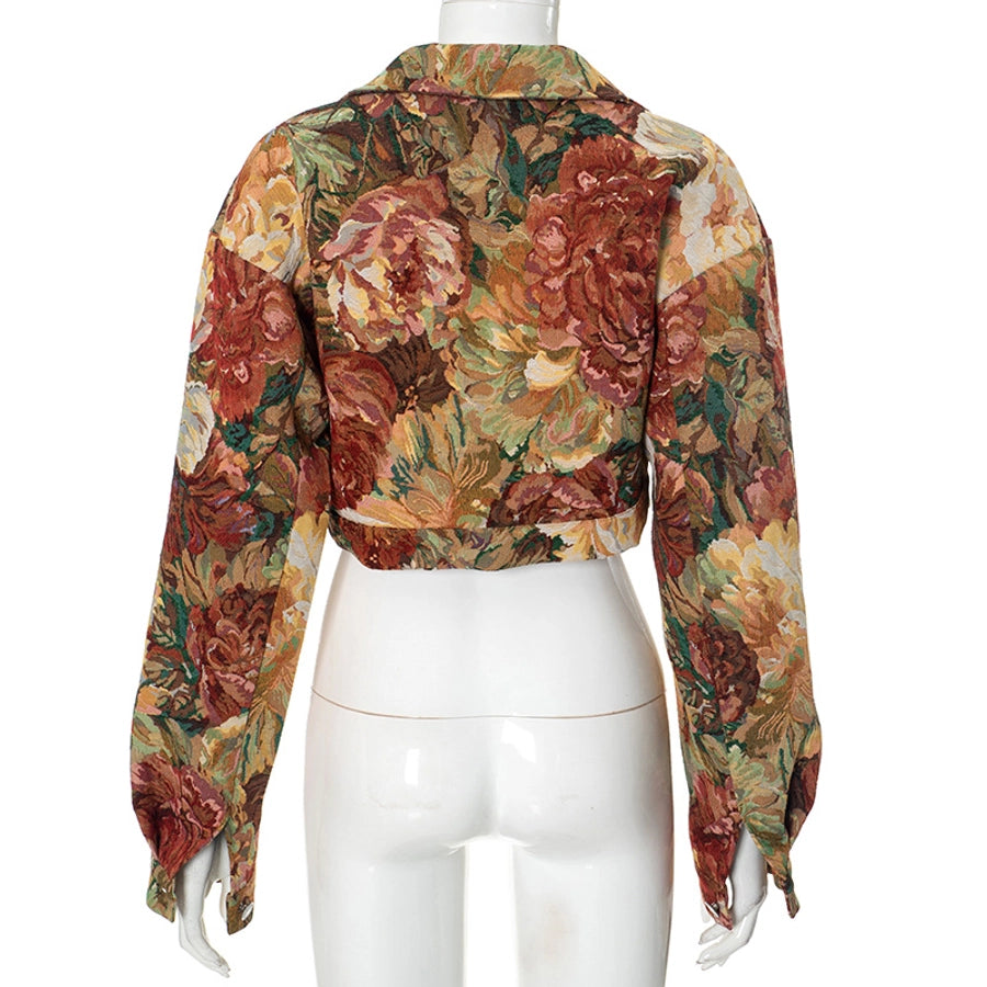 Women's Streetwear Flower Single Breasted Coat
