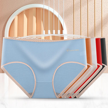letter solid color breathable mid waist briefs panties