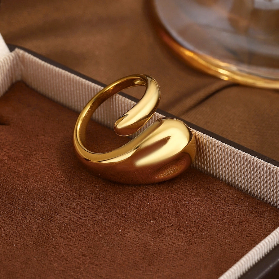 Jewelry Elegant Classical Vintage Style Geometric Water Droplets 316L Stainless Steel  Titanium Steel Wide Band Rings Open Rings