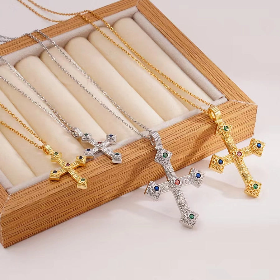 Jewelry Cute Lady Shiny Cross Alloy Copper Pendant Necklace