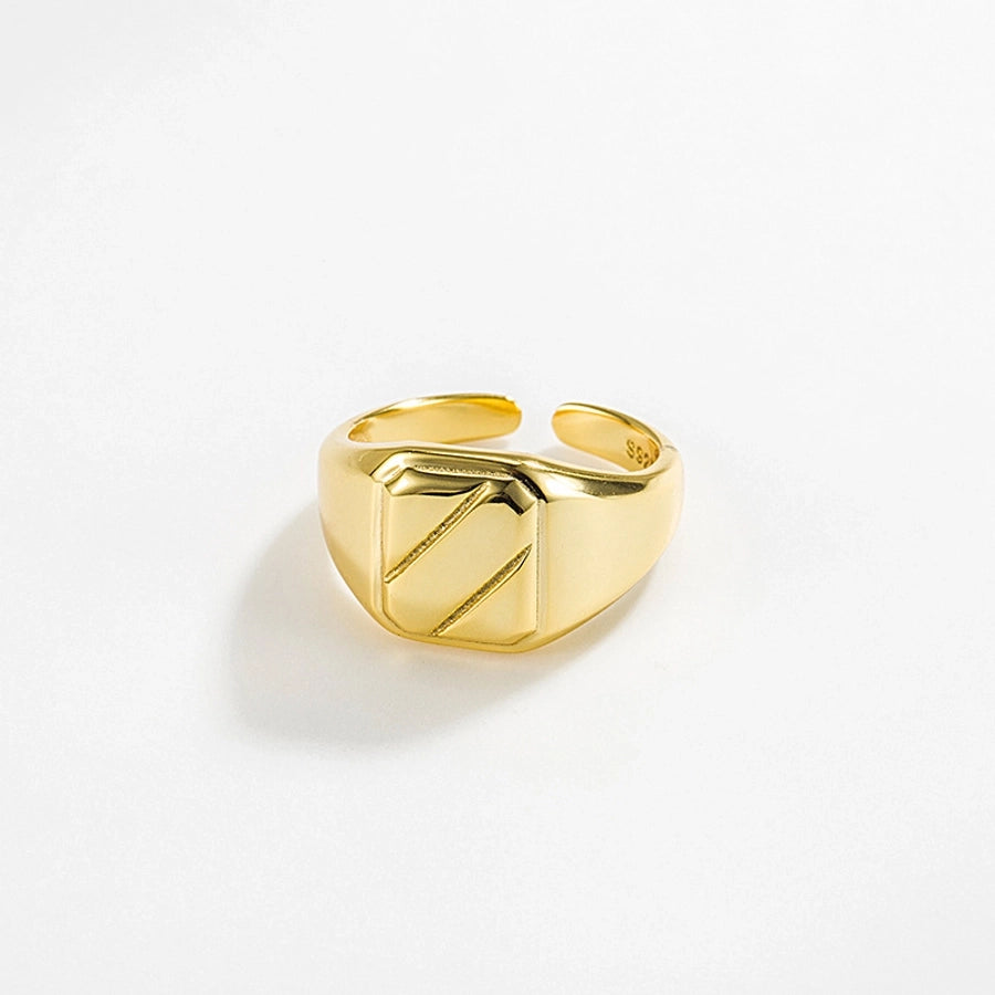 925 Sterling Silver Geometric Adjustable Ring