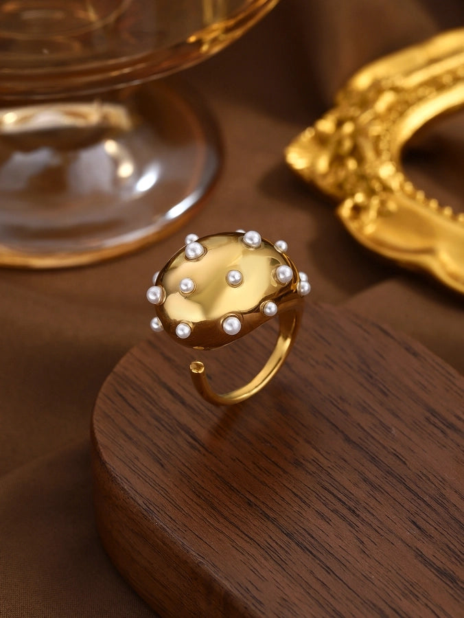 Jewelry Elegant Classical Vintage Style Geometric Water Droplets 316L Stainless Steel  Titanium Steel Wide Band Rings Open Rings