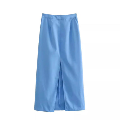Summer Sexy Solid Color Polyester Midi Dress Skirts