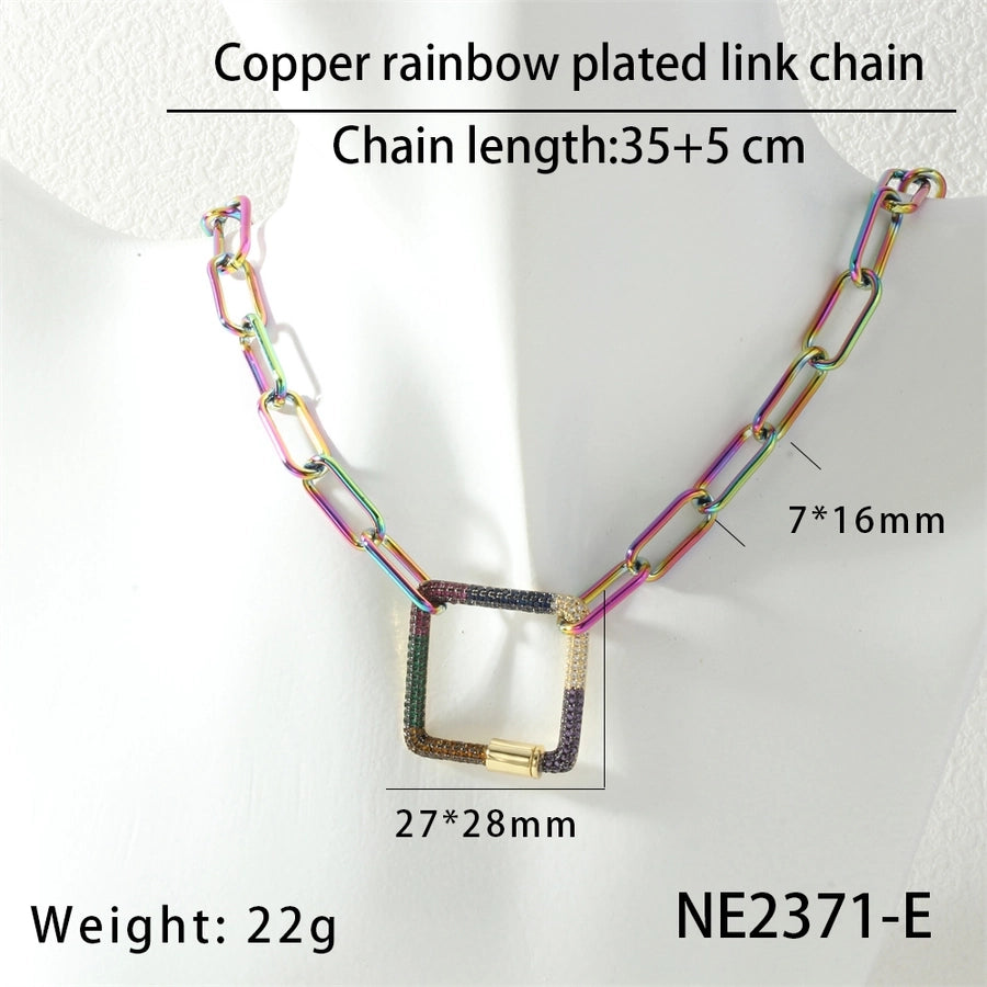 Jewelry Hip-Hop Geometric Copper Zircon Necklace