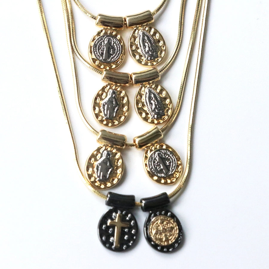 Jewelry Retro Oval Copper 18K Gold Plated Plating Pendant Necklace