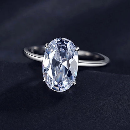 s925 Sterling Silver Ring Women's   Simple Luxury 5 karat Oval Simulation Diamond Platinum Plated Ring