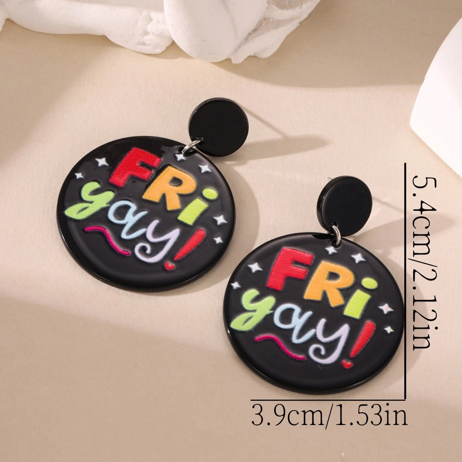 1 Pair Classic Style Letter Synthetic Resin Drop Earrings