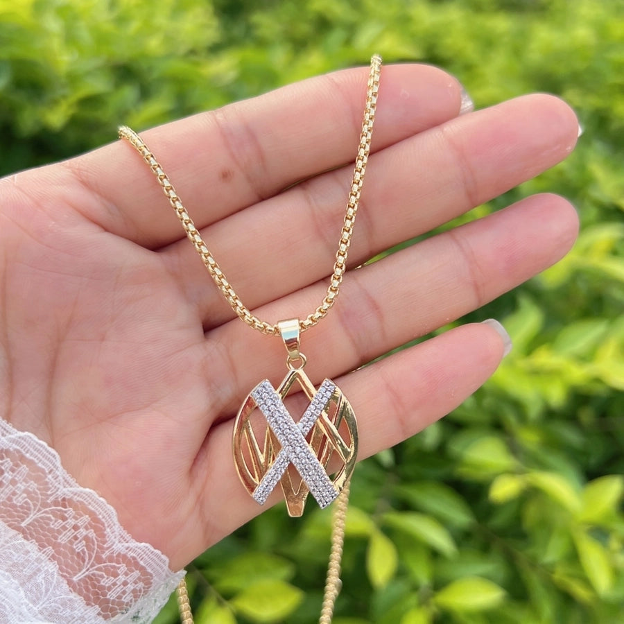 Jewelry IG Style Geometric Sun Copper Zircon 18K Gold Plated Plating Inlay Pendant Necklace