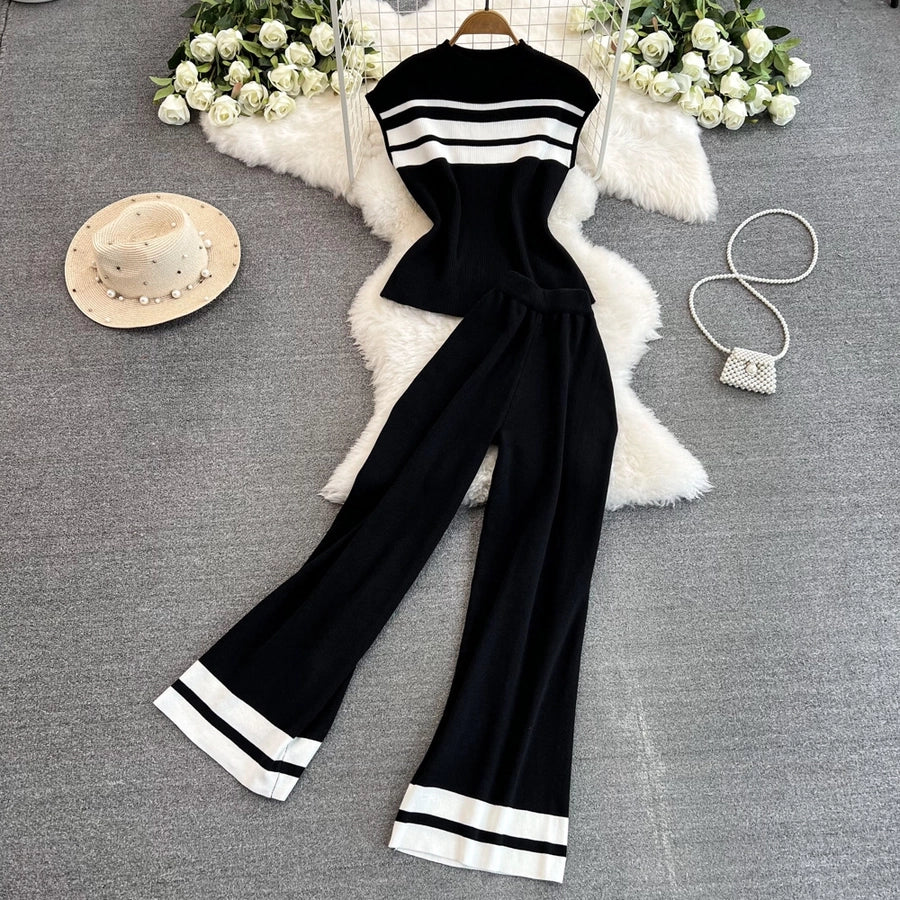 Daily Women's Casual Stripe Polyester Pants Sets Pants Sets