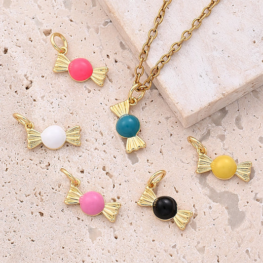 1 Pc/Package 12x6.5mm Hole 3~3.9mm Copper 18K Gold Plated Candy Polished Pendant Jewelry Accessories