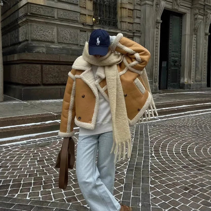 Women's Preppy Style Color Block Coat