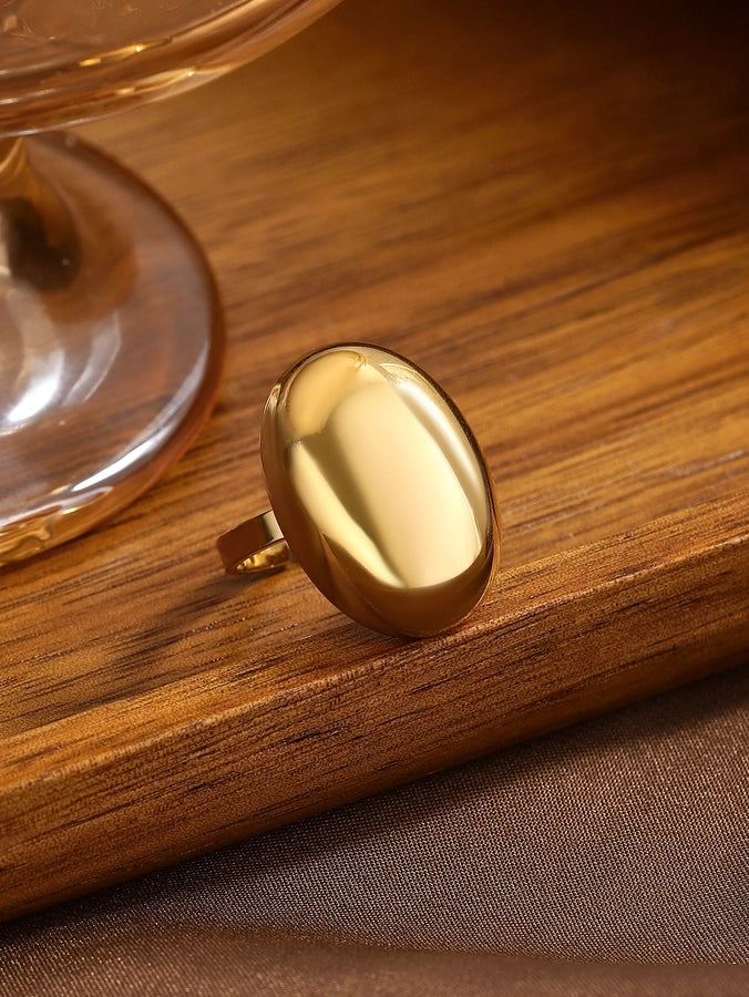 Jewelry Classical Exaggerated Simple Style Devil's Eye Oval Watermelon 316L Stainless Steel  Resin Adjustable Ring