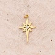 Zircon Long-Angle Eight Awn Star Pendant (Gold) [31x18.5mm (Aperture: 3mm)]