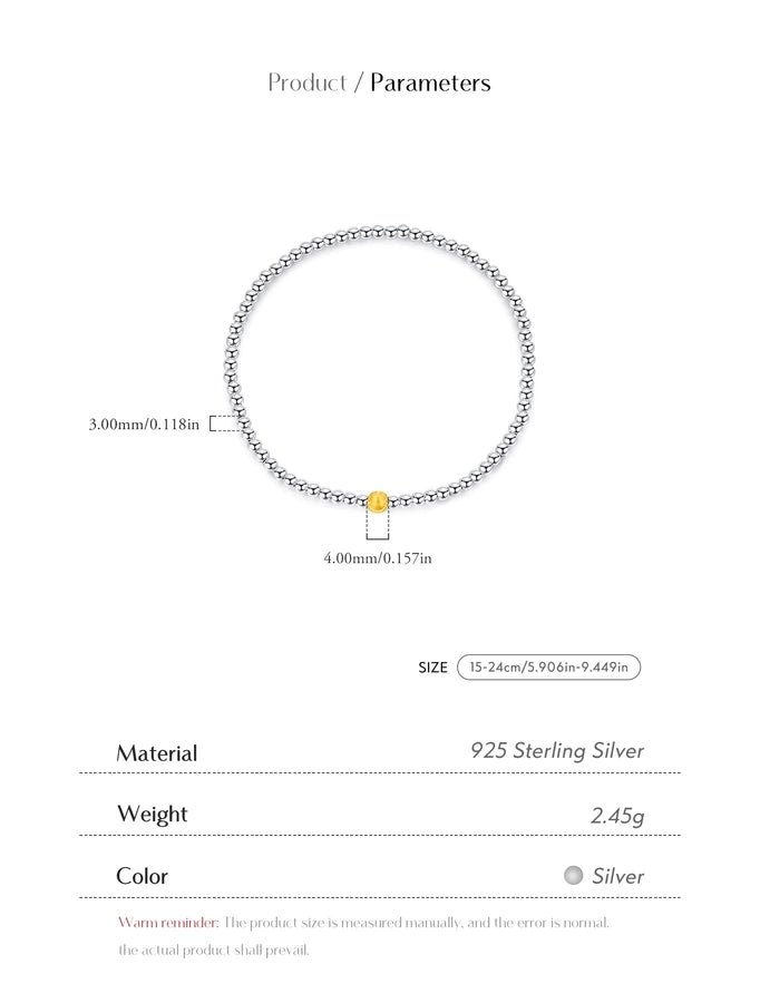 925 Sterling Silver ball chain Bracelets IG Style Simple Style