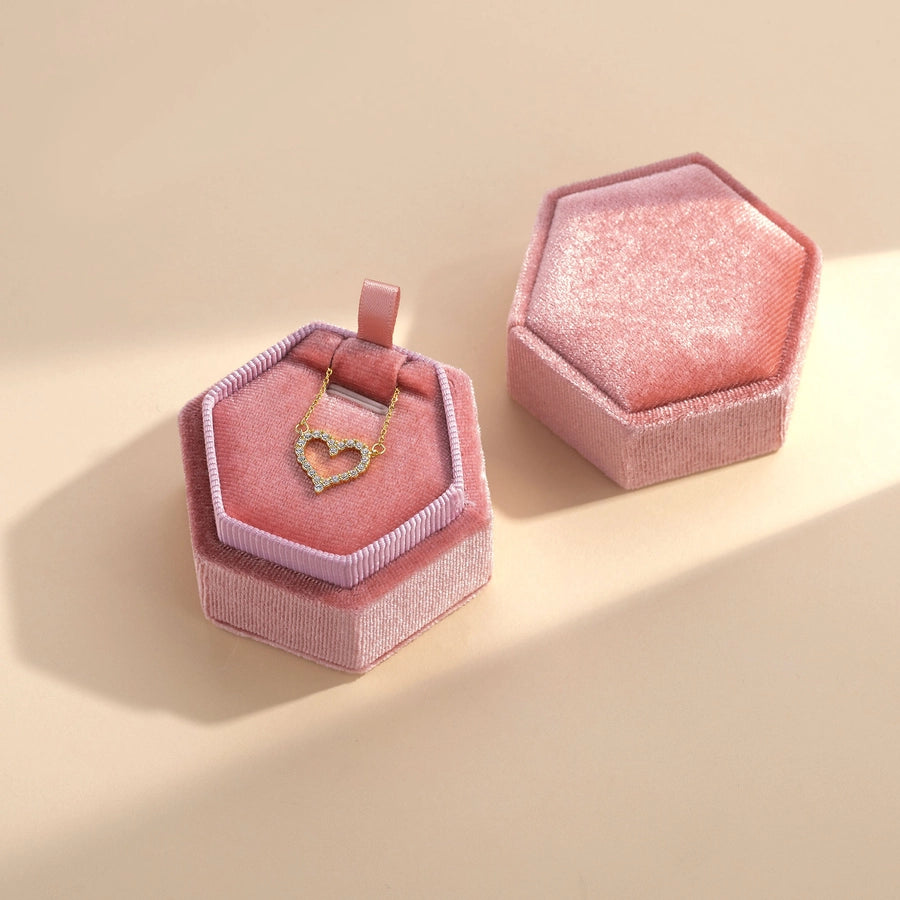 S925 sterling silver full diamond heart-shaped zircon pendant heart-shaped hollow clavicle chain Valentine's Day girlfriend Gift necklace jewelry