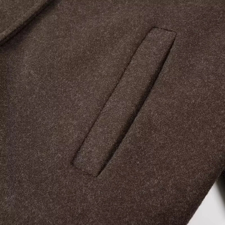 Women's Preppy Style Solid Color Single Breasted Coat Woolen Coat