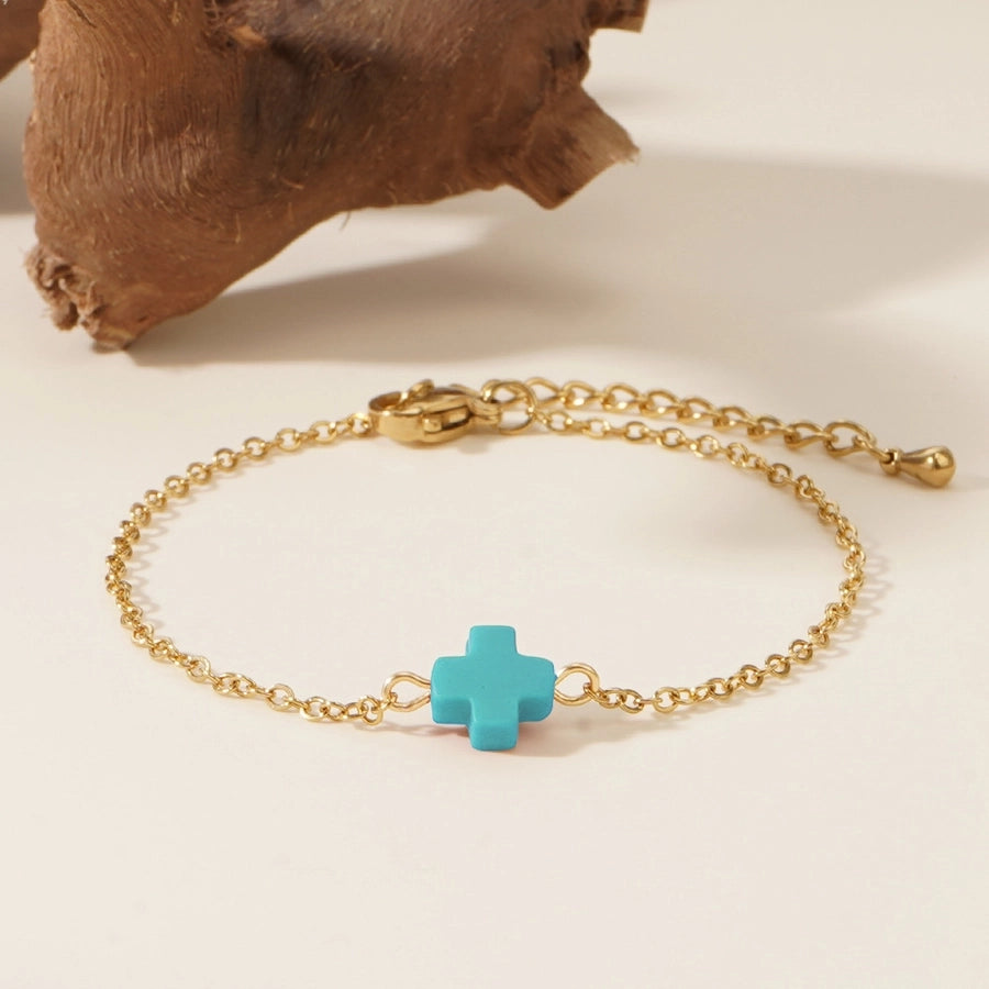 Bohemian Cross 304 Stainless Steel Resin cable chain Bracelets In Bulk Stainless Steel Bracelets