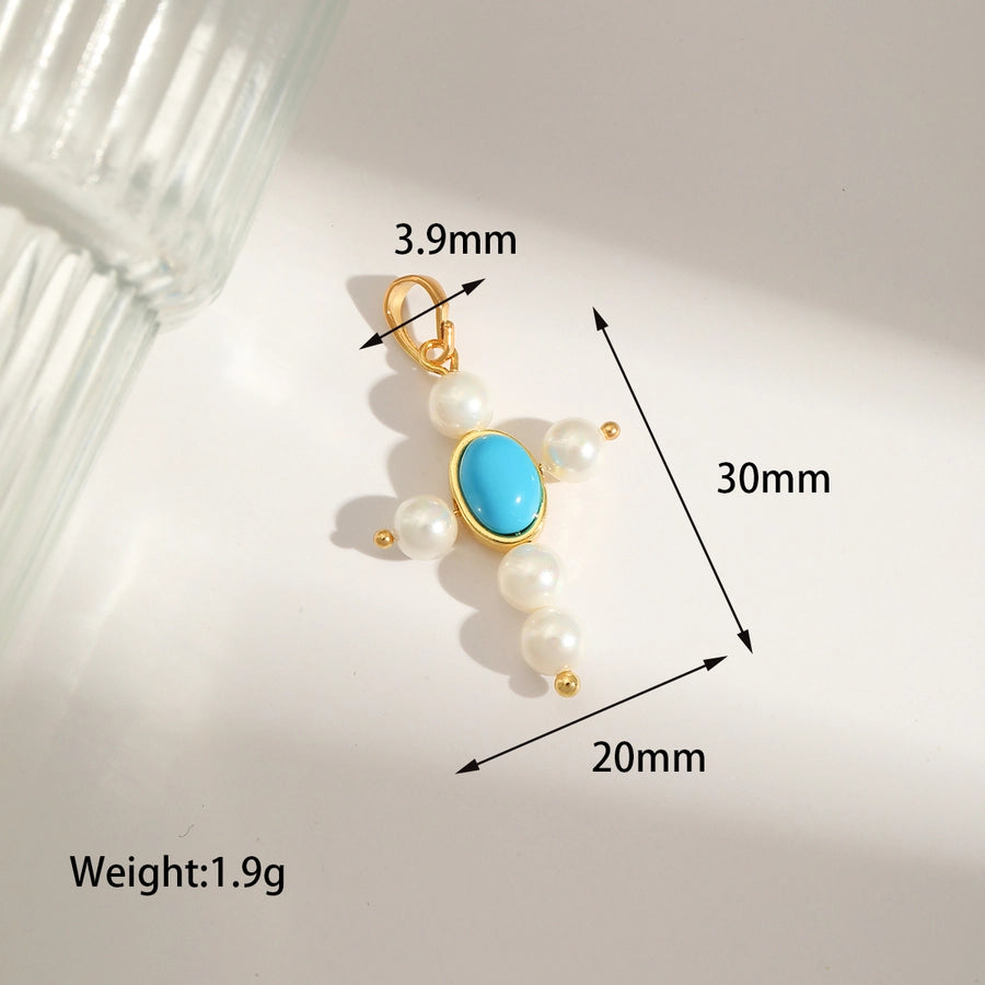 1 Piece Hole 1~1.9mm Copper 18K Gold Plated Cross Skull Polished Pendant Chain Jump Ring Jewelry Accessories