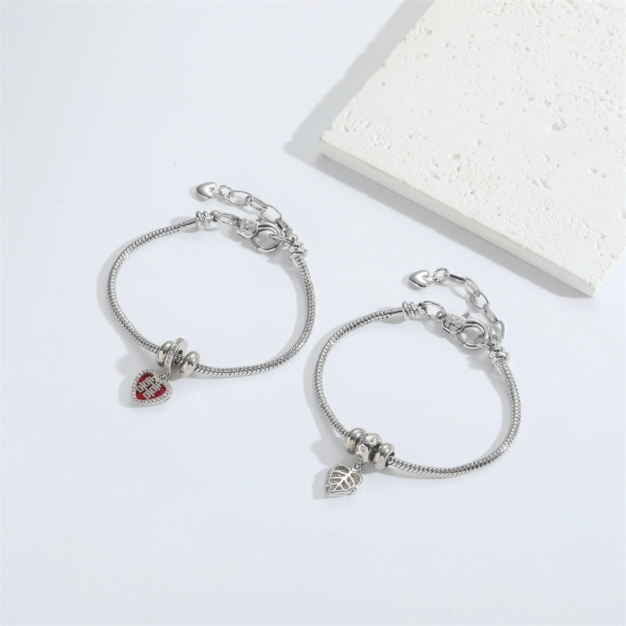 Jewelry Elegant Simple Style Commute Heart Shape Copper Zircon White Gold Plated Bracelets