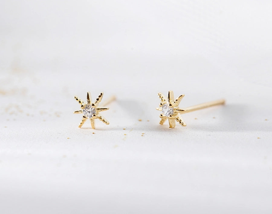 Ganjia  new s925 sterling silver Korean version of super flash exquisite eight mans star earrings star female super fairy jewelry