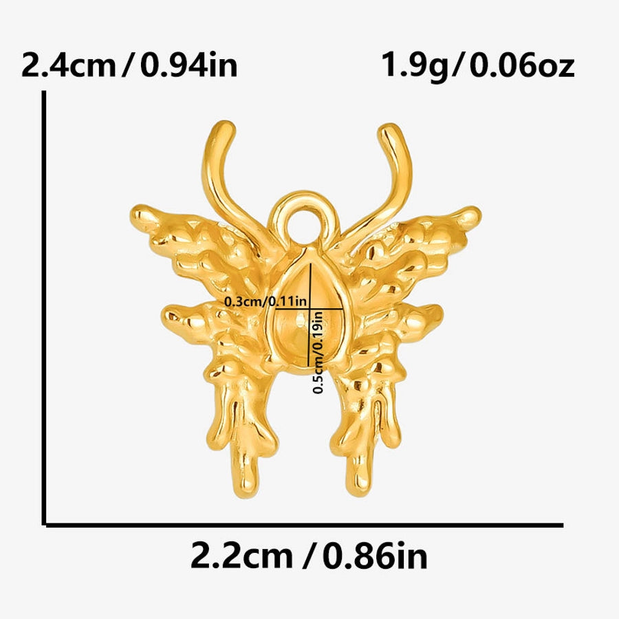 1 Piece 24 * 22mm 304 Stainless Steel 18K Gold Plated Butterfly Pendant Jewelry Accessories