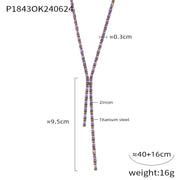 Gold Purple Glass Drill Necklace