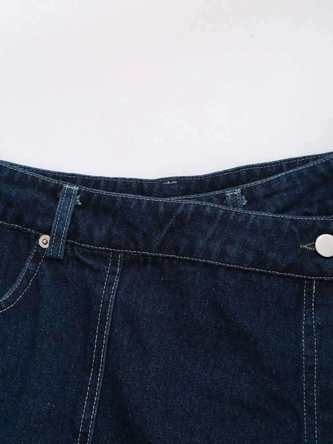 Daily Women's Simple Style Classic Style Solid Color Denim Pocket Skirt Sets Skirt Sets