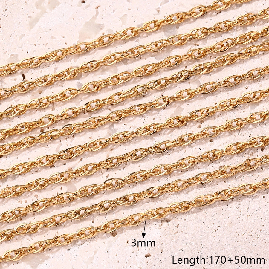 10 Strands/Package 304 Stainless Steel 18K Gold Plated cable chain Twisted Rope Chain Polished Length: 170 50mm Jewelry Accessories