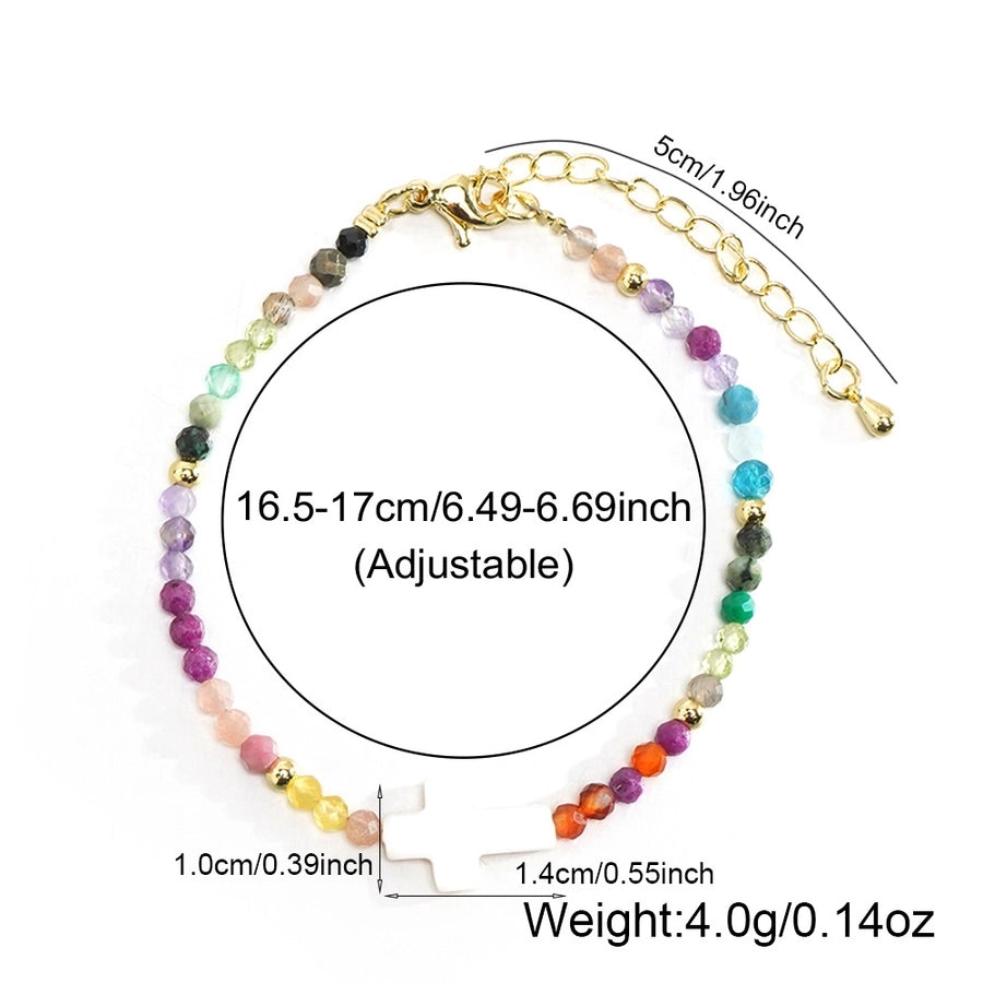 Bohemian Cross 304 Stainless Steel natural stone Shell Beaded Chain String Bracelets