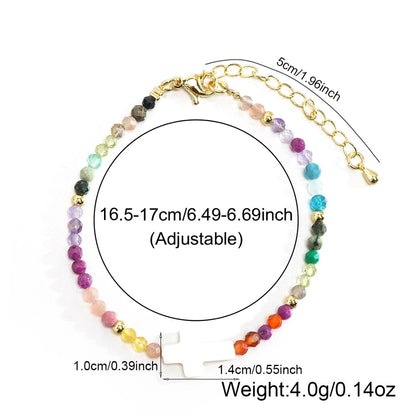 Bohemian Cross 304 Stainless Steel natural stone Shell Beaded Chain String Bracelets