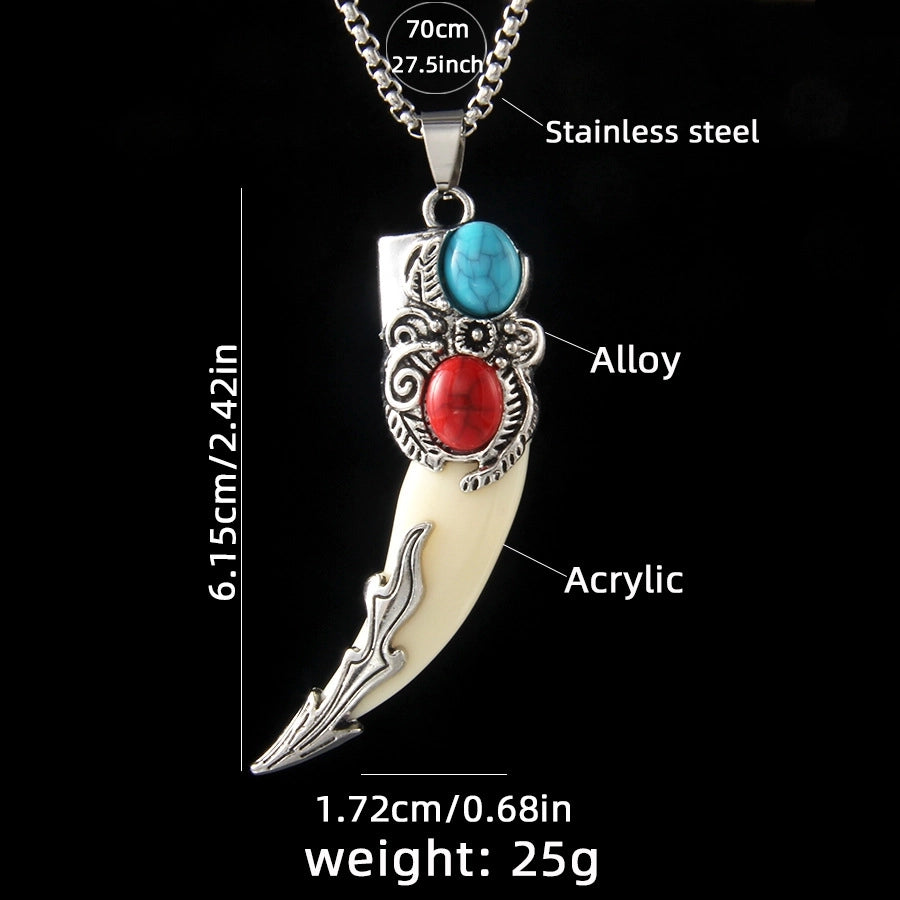 Ethnic Style Geometric 201 Stainless Steel Arylic Alloy Inlay Turquoise Unisex Pendant Necklace