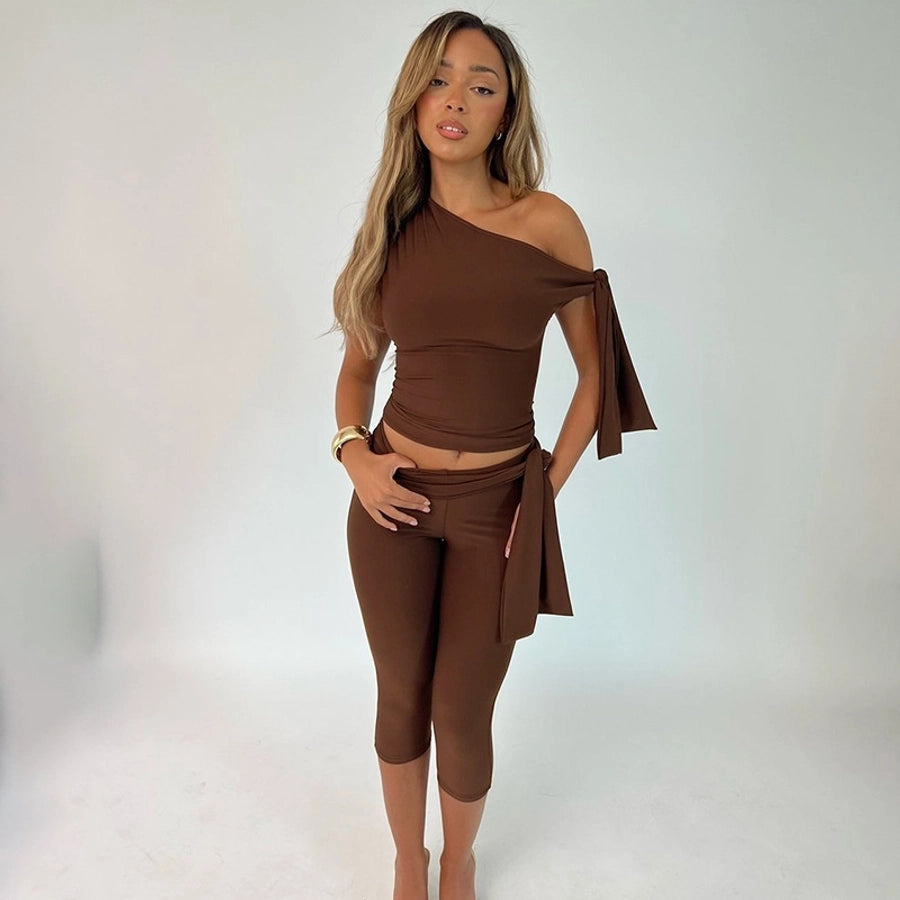 Banquet Daily Women's Casual Elegant Solid Color Spandex Polyester Pants Sets Shorts Sets
