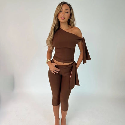 Banquet Daily Women's Casual Elegant Solid Color Spandex Polyester Pants Sets Shorts Sets
